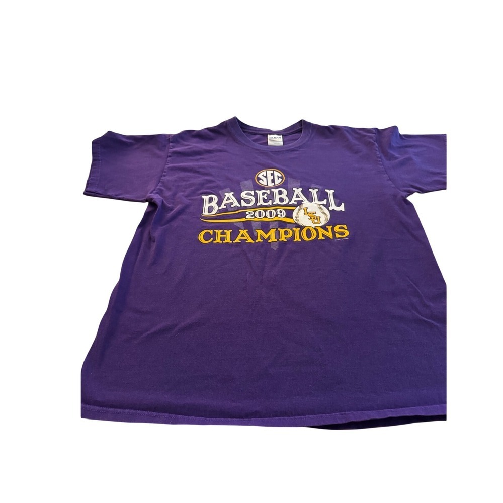 LSU Tigers SEC Baseball 2009 Champions T-Shirt Purple Gildan Mens Large